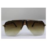 Gucci Gold-Tone Sunglasses - Gradient Brown Lenses - Made in Italy