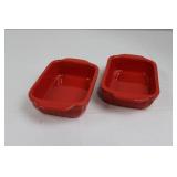 Red Ceramic Rectangular Mini Casserole Dishes - Set Of 2 8"