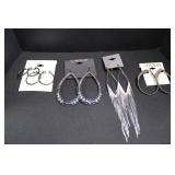 BeBe Teardrop Rhinestone Earrings - Merona Hoops - Guess Rhinestone Hoops - Express Fringe Tassel Earrings (Lot of 4)