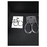BeBe Teardrop Rhinestone Earrings - Merona Hoops - Guess Rhinestone Hoops - Express Fringe Tassel Earrings (Lot of 4)