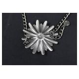 Bebe Waist Chain with Flower Pendant & Crystal Logo - Gold Tone - Adjustable