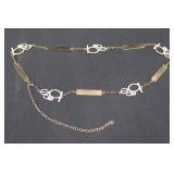 Bebe Waist Chain with Flower Pendant & Crystal Logo - Gold Tone - Adjustable