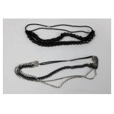 BeBe Headband & Leather Gloves & Beaded Necklace/Bracelets - Black Fashion Jewelry Set