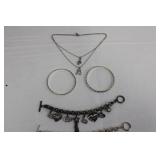 Bebe Chain Necklace & Charm Bracelets Set - Silver-Tone Jewelry