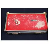 Vintage Japanese Beaded Jewelry Box with Floral Lid, Mirror Interior - Made in Japan ~10"