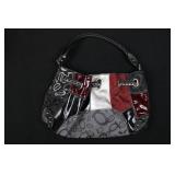 Bebe Patchwork Handbag - Multi-Color Panels, Grommet Accent, Top Handle