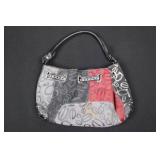 Bebe Patchwork Handbag - Multi-Color Panels, Grommet Accent, Top Handle