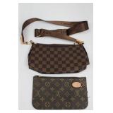 Louis Vuitton Damier Ebene Crossbody Bag with Strap & Monogram Pouch