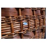 Wicker Basket Set - 3-Piece, Rectangular Hamper & 2 Round Baskets - Natural Rattan