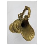 Brass Indian Ewer - Ornate Embossed Pattern with Filigree Handle 15"