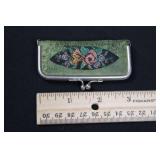 Miniature Manicure Set in Green Floral Coin Purse - Vintage