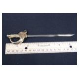 Sword Letter Opener - Ornate Hilt, Coiled Grip, 6in Blade