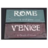 Rome & Venice Wall Plaque Set - 2-Piece Decorative Signs 15.5"