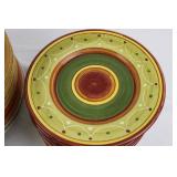 Ceramic Dinnerware Set - 18 Large Plates, 12 Small Plates, 5 Bowls, Yellow/Orange Floral Pattern