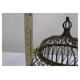 Vintage Iron Wire Bird Cage - Decorative Spherical Dome with Hanging Loop 14"
