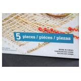 SummerTime 5-Piece Square Ceramic Bowl Set - White Exterior, Orange Interior