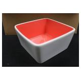 SummerTime 5-Piece Square Ceramic Bowl Set - White Exterior, Orange Interior