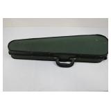 Violin With Flame Maple Back In Green Hard Case & Rosin & Bow Set