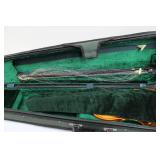 Violin With Flame Maple Back In Green Hard Case & Rosin & Bow Set