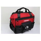 Husky Rolling Tool Bag - Red/Black, 18in, Telescoping Handle & Front Pockets 15" x 16"