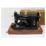White Rotary Sewing Machine - Vintage Portable with Case & Foot Pedal