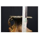 Hammered Tin Vase with Rope Handles, Square Copper Patina Finish 16.5"