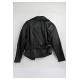 Wilsons Leather Moto Jacket - Black Real Leather, Size S, Zipper Pockets & Belt