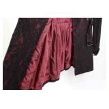 Bebe Lace Overlay Trench Coat - Black With Burgundy, Size M