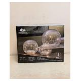 NEW EVERGREEN LED GLASS SPHERES 3PK