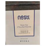 NEW NESTL QUEEN SIZE 4PC BED SHEET SET GRAY
