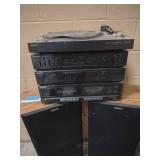 tower speakers, equalizer stereo cassette tape deck, Record Player