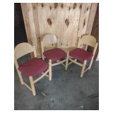 3 matching straight chairs
