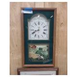 clock, "chickadees" batik print