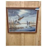 ducks landing painting