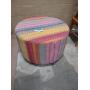Striped round ottoman