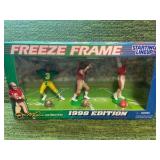 1998 Edition Starting Lineup, Joe Montana Throughout the Years at Notre Dame, San Francisco, Kansas City Chiefs (3 Figures in one Box)