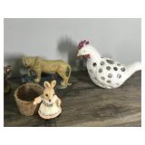 Lot of Collectible Animal Figurines - Dogs - Cats - Tiger - Horse - Rabbit - Chicken - Fox