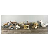 Lot of Collectible Animal Figurines - Dogs - Cats - Tiger - Horse - Rabbit - Chicken - Fox