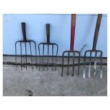 3 - Pitch Forks & 2 Pitch Fork Heads