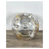 VINTAGE VIKING GLASS GOLD OVERLAY ROSE BOWL VASE W/ CANDLELITE FROG