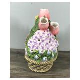Partylite Tea Light Candle Holder #7747 Spring Floral Flower Basket