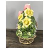 Partylite Tea Light Candle Holder #7747 Spring Floral Flower Basket