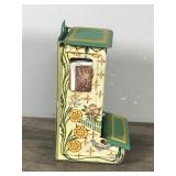 Vintage Jasco Match Holder Tin Metal “Bless This House” Wall Mount Bright Colors Retro 1950