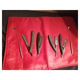 Vintage #25 Geneva Straight razor, vintage Durham Demonstrator straight razor, vintage H. Broker & Co. Germany straight razor, 1 other vintage straight razor and 2 vintage dental mirrors