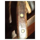 Vintage cutting board with a pull-out drawer of vintage Chicago Cutlery knives and more