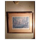 Franed Print of a quail "The Old drumming Log" by Gary Moss