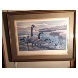 Framed Signed & Numbered "The Dawn Sentinel-Canada Goose" print by Ron Van Gilder 278/500