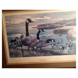 Framed Signed & Numbered "The Dawn Sentinel-Canada Goose" print by Ron Van Gilder 278/500