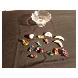 Dish of glass fruit and mini candy