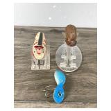 3 - Collectible Heddon Fishing Lures - 1 Wooden & 2 Plastic